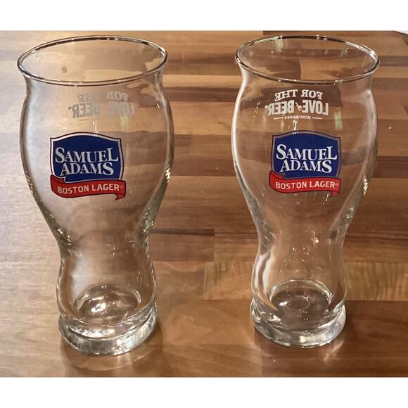 Sam Adams Boston Lager For the Love of Beer Beer Glasses Pint Glasses Set of 2 - Picture 1 of 9
